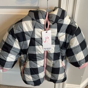 Adorable Urban Republic Printer Puffer Toddler Jacket with pink trim! NWT!